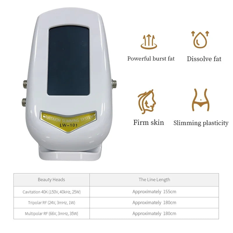40K 3-in-1 Ultrasonic Body Shaping Instrument - Beauty Massage & Negative Pressure Slimming for Facial Care
