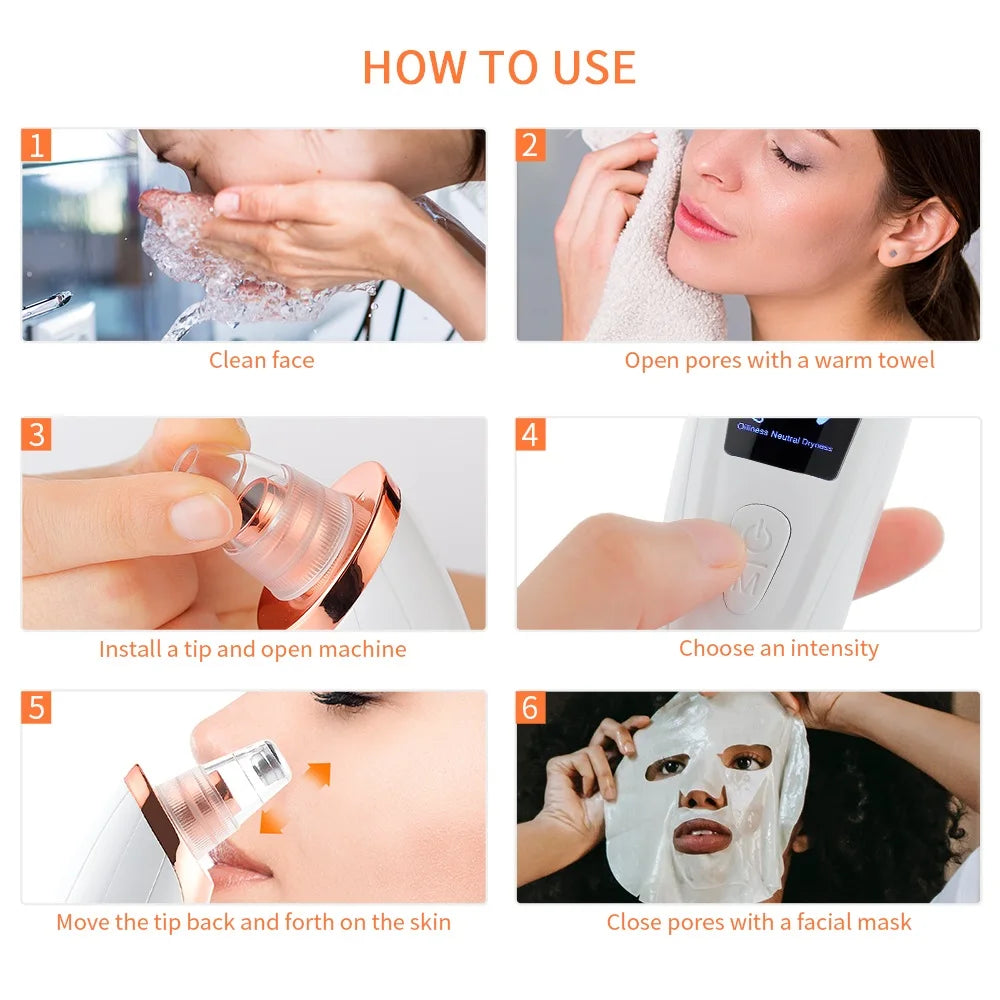 Vacuum Nose Blackhead Remover Facial Suction Cleaner Pimple & Dead Skin Extractor