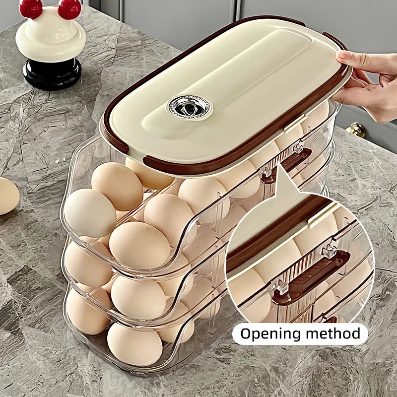 1PCS Automatic Rolling Egg Storage Box, Egg Holder Rack & Organizer for Refrigerator