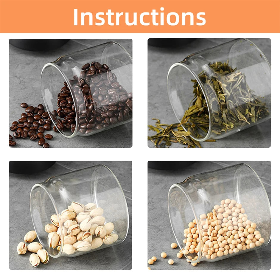 Vacuum Sealed Coffee Bean Storage Jar - Glass Food & Tea Fresh Storage Bottle for Kitchen