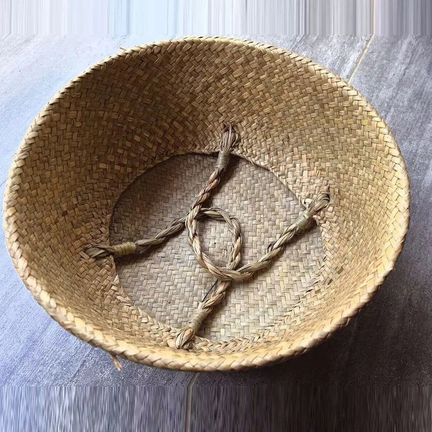 Storage Baskets - Straw Wicker Rattan Hanging Flowerpot, Seagrass Folding Laundry & Garden Plant Basket, Home Decor