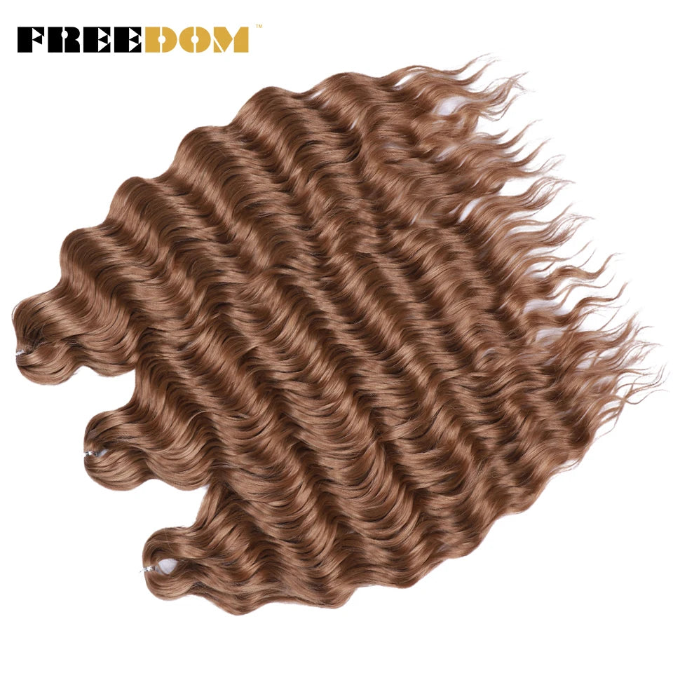 FREEDOM Synthetic Braiding Hair Extensions 24inch Loose Deep Wavy Ombre Brown Rainbow Twist