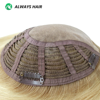 Alwayshair 14"-16" Straight Human Hair Clip-in Topper for Women 120% Density