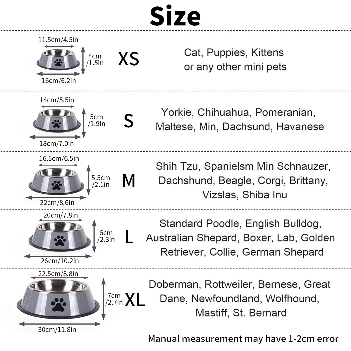 Stainless Steel Anti-Fall Pet Bowl – Cat & Dog Food Bowl, Multi-Specification