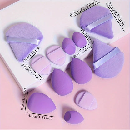 12-Piece All-Purpose Makeup Sponge Set – Powder Puffs, Beauty Eggs & Mini Cushions