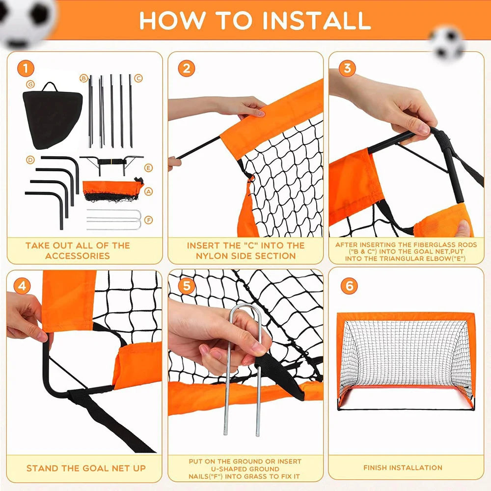 Portable Foldable Soccer Goals for Kids, Indoor/Outdoor Pop-Up Football Net