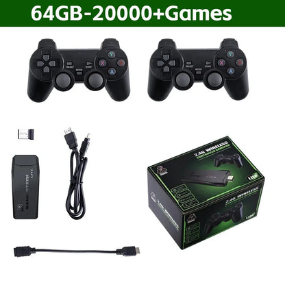 Retro Handheld Video Game Console - 64GB with 20,000 Built-in Games, Wireless Controller, Perfect for Kids' Christmas Gifts