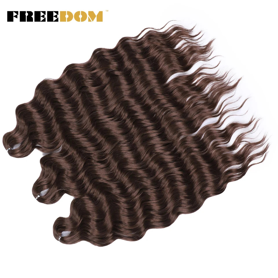 FREEDOM Synthetic Braiding Hair Extensions 24inch Loose Deep Wavy Ombre Brown Rainbow Twist