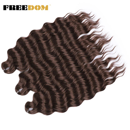 FREEDOM Synthetic Braiding Hair Extensions 24inch Loose Deep Wavy Ombre Brown Rainbow Twist