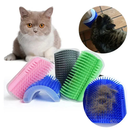 Cat Self-Groomer with Catnip Wall Corner Massage Comb Soft Face Rubs Pet Grooming Tool