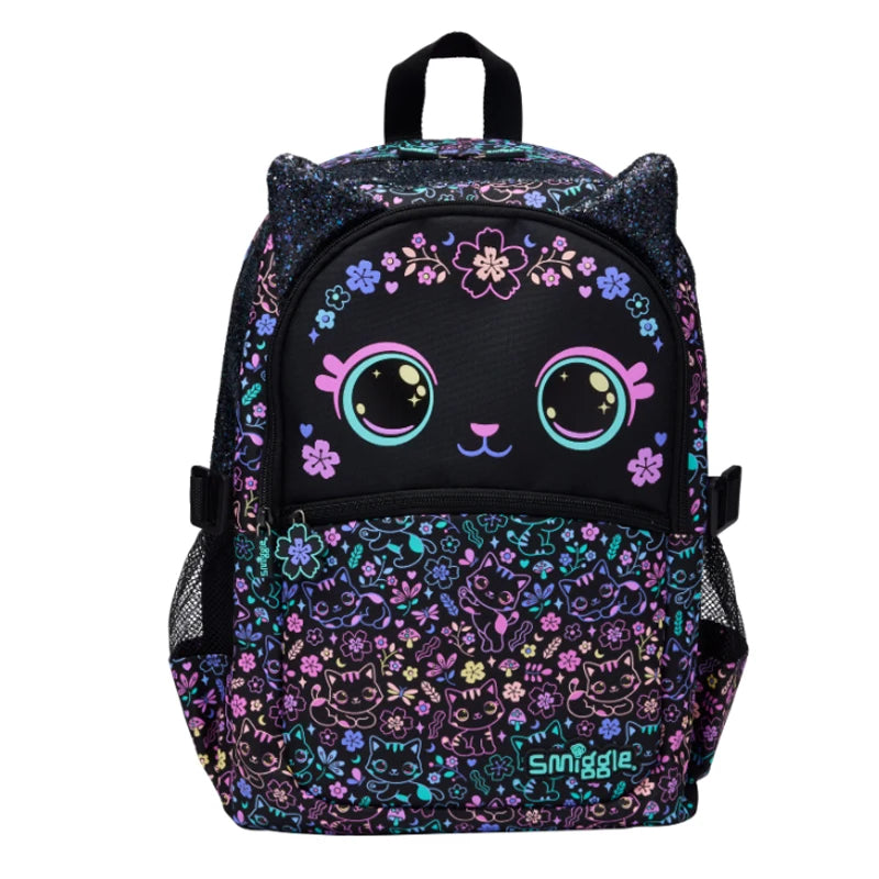 New Original Australia Smiggle Schoolbag for Girls with Black Cat Flower Lunch Bag & Pencil Case