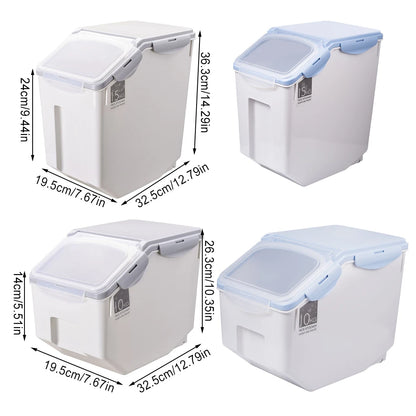 Dog Food Storage Container with Roller Base & Measuring Cup – Leakproof & Mothproof