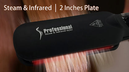 Steam Hair Straightener Professional Ceramic Vapor Flat Iron 450℉ with Argan Oil Treatment Hair Care Tool