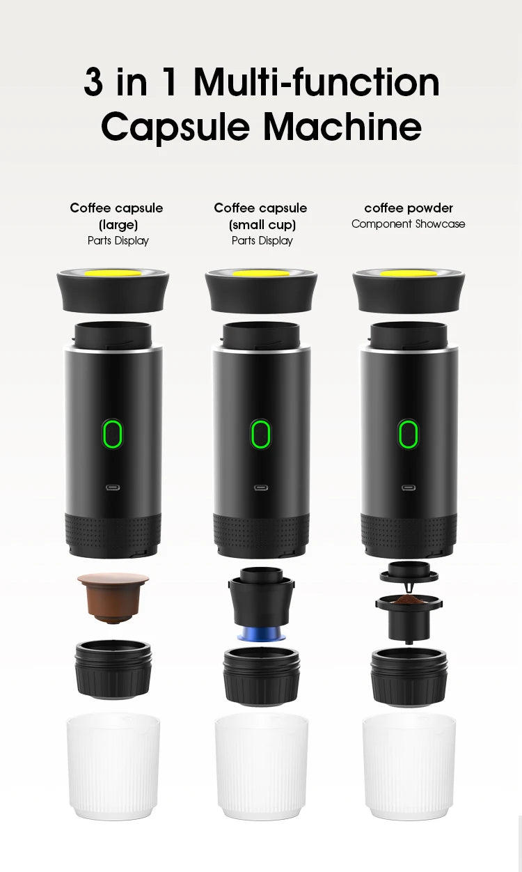 Wireless Portable Espresso Coffee Machine - 3-in-1 Travel Maker for Car, Home & Camping