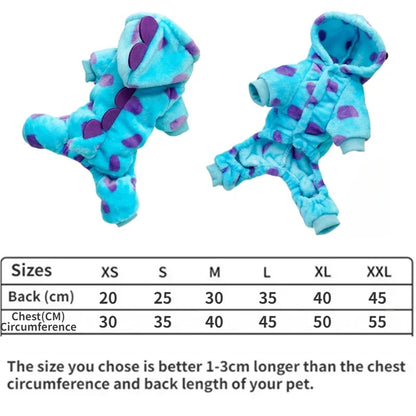 Pet Dinosaur Hooded Coat – Thickened Warm Clothing for Small & Medium Dogs in Autumn/Winter