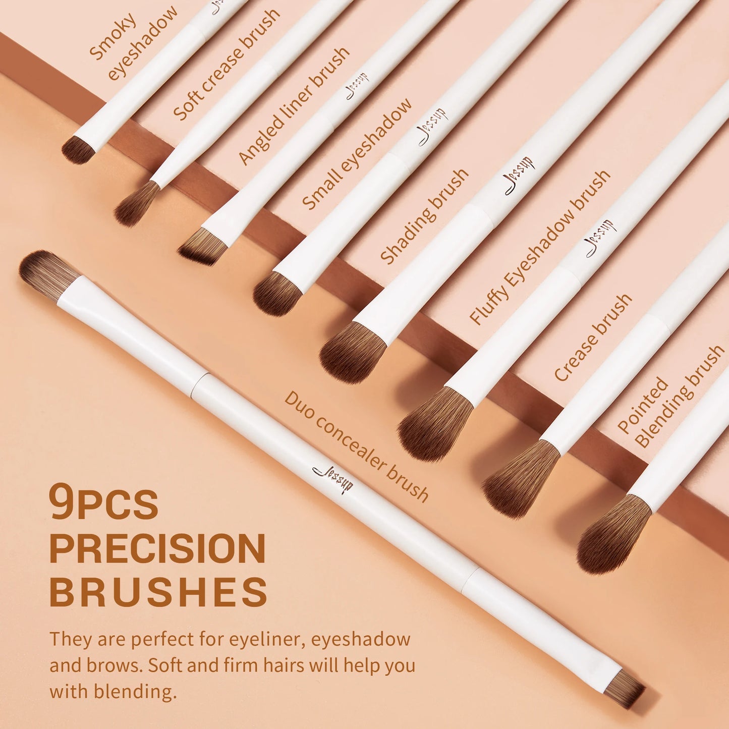 Jessup 14PC Makeup Brush Set - Synthetic Brushes for Foundation, Contour, Eyeshadow & Highlight T329