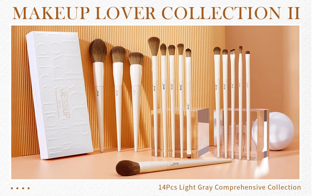 Jessup 14PC Makeup Brush Set - Synthetic Brushes for Foundation, Contour, Eyeshadow & Highlight T329