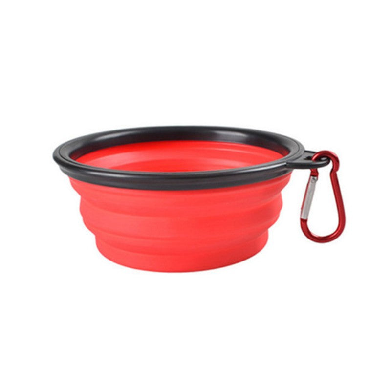 Portable Foldable Pet Bowl with Black Frame, 11.83oz TPR Dog Food Dish for Outdoors