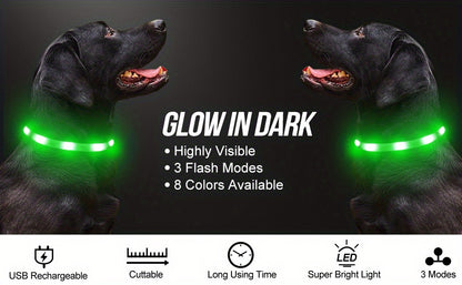 Joytale LED Pet Collar, USB Rechargeable Glowing Lighted Up, Adjustable Safety for Dogs & Cats, Silicone Material, 3 Light Modes, Ideal for Halloween & Christmas Gifts