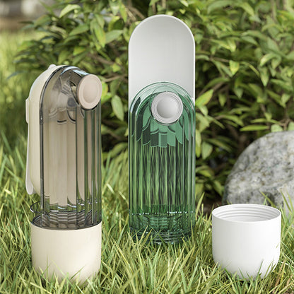 2-in-1 Green Pet Water Cup for Dog Walking and Feeding