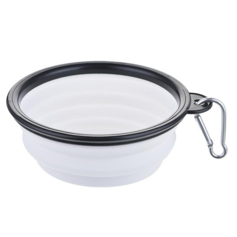 Portable Foldable Pet Bowl with Black Frame, 11.83oz TPR Dog Food Dish for Outdoors