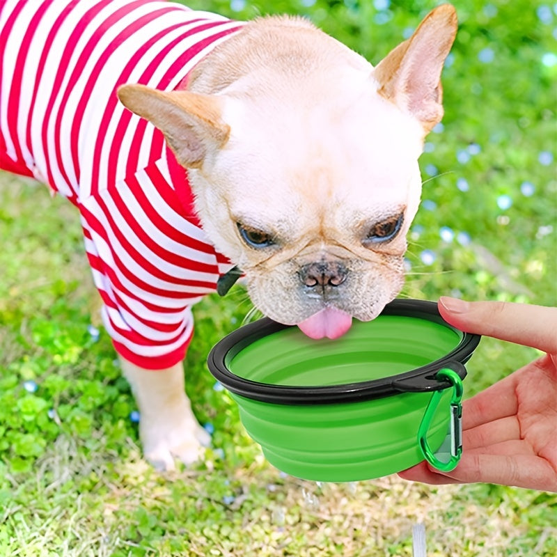 Portable Foldable Pet Bowl with Black Frame, 11.83oz TPR Dog Food Dish for Outdoors