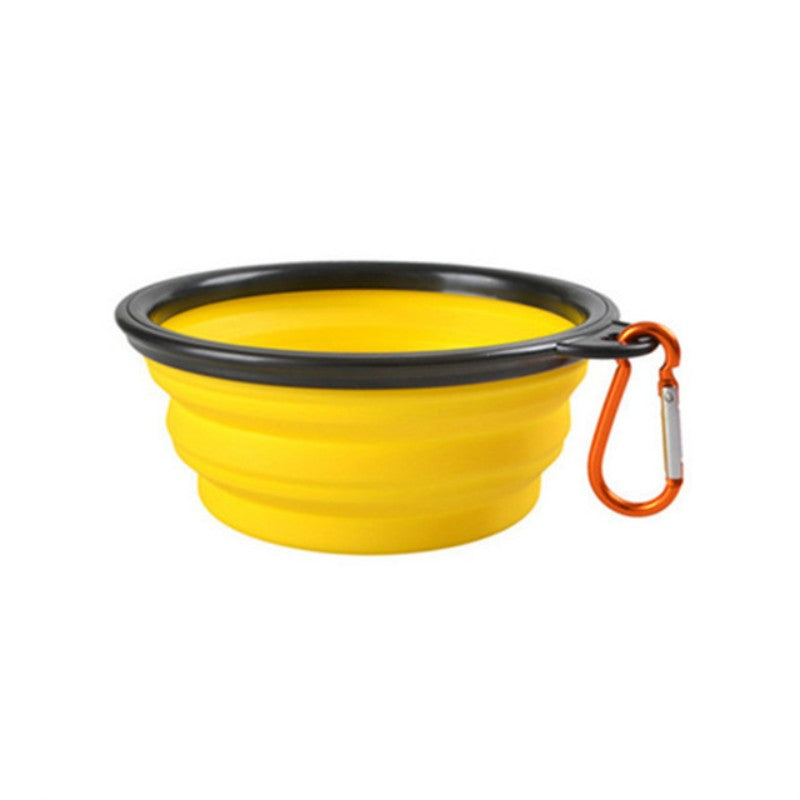 Portable Foldable Pet Bowl with Black Frame, 11.83oz TPR Dog Food Dish for Outdoors