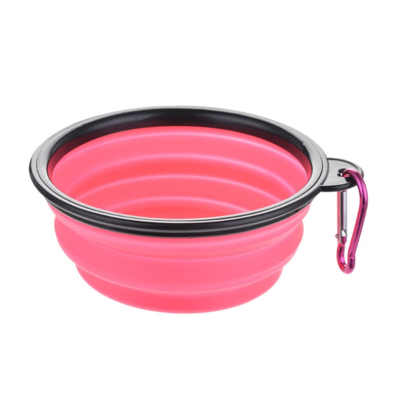 Portable Foldable Pet Bowl with Black Frame, 11.83oz TPR Dog Food Dish for Outdoors