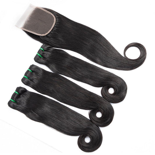 Straight Curve Fumi Human Hair bundles with 4x4 Closures