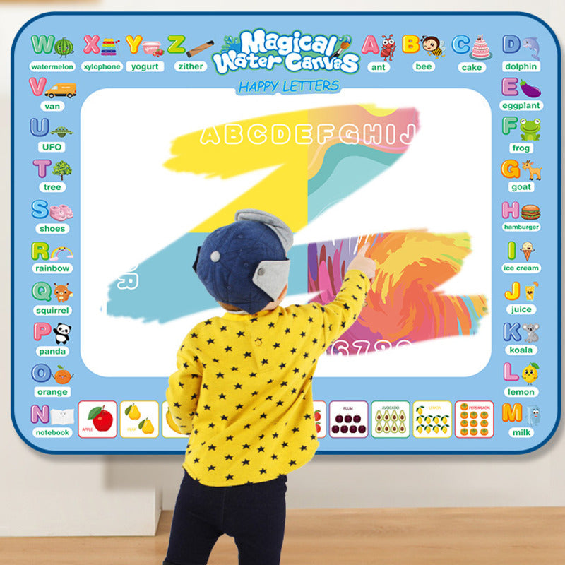 100x80CM Magic Water Drawing Mat with Reusable Pens, Montessori Doodle Painting Board for Kids