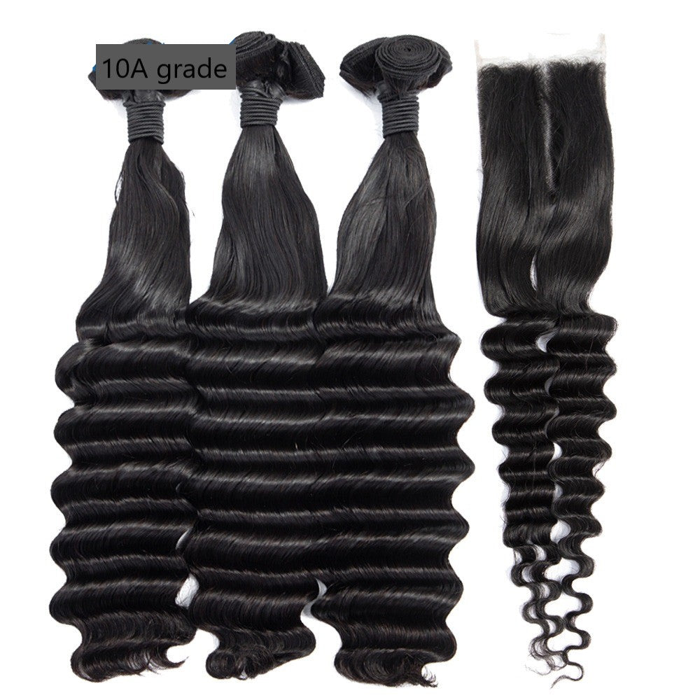 Fancy Deep Wavy Fumi Human Hair bundles with 4x4 Closure