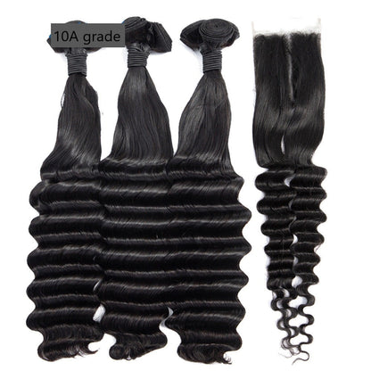 Fancy Deep Wavy Fumi Human Hair bundles with 4x4 Closure