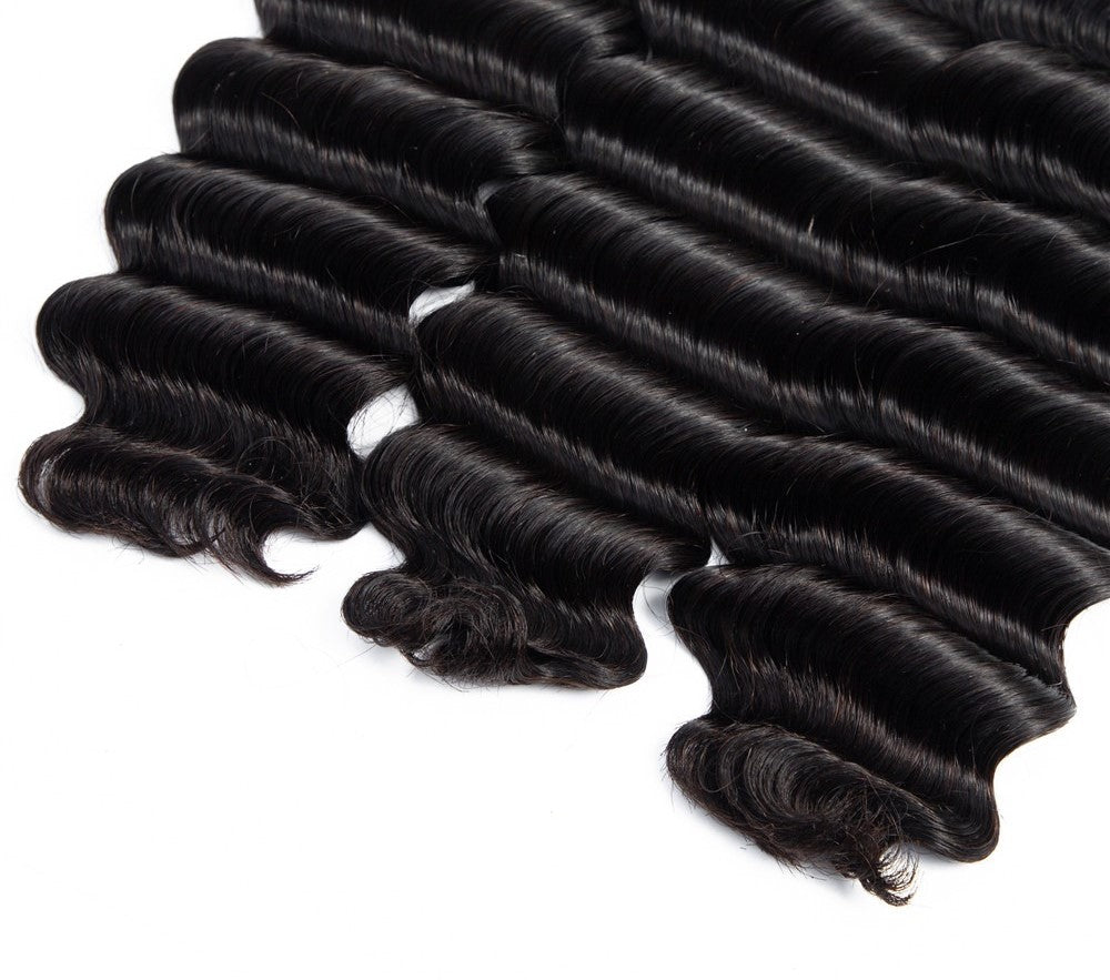 Fancy Deep Wavy Fumi Human Hair bundles with 4x4 Closure